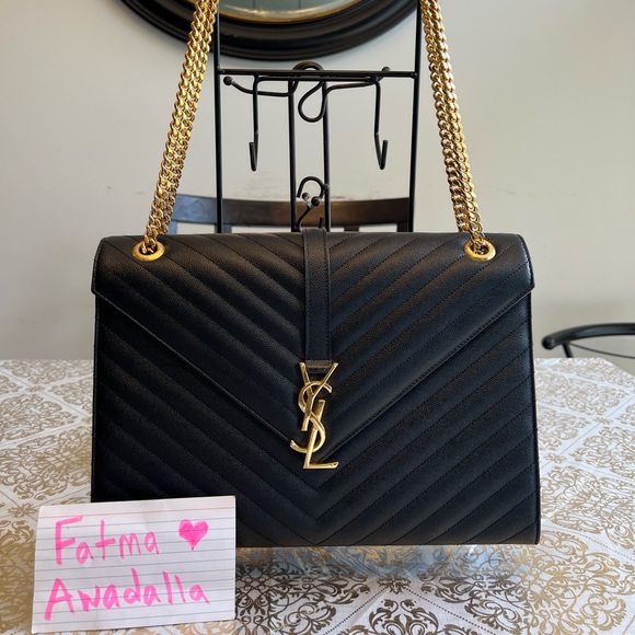 ENVELOPE LARGE BAG IN MATELASSÉ GRAIN DE POUDRE EMBOSSED LEATHER - Picture 7 of 7